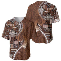 Samoan Siapo Art Tattoo Polynesian Pattern Baseball Jersey Brown Color - Polynesian Pride