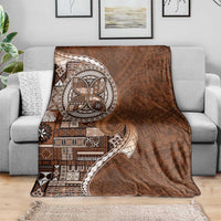 Samoan Siapo Art Tattoo Polynesian Pattern Blanket Brown Color - Polynesian Pride