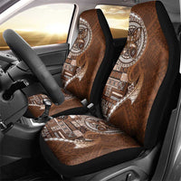 Samoan Siapo Art Tattoo Polynesian Pattern Car Seat Cover Brown Color - Polynesian Pride