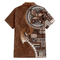 Samoan Siapo Art Tattoo Polynesian Pattern Family Matching Summer Maxi Dress and Hawaiian Shirt Brown Color - Polynesian Pride
