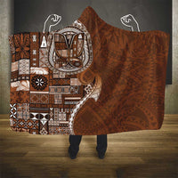 Samoan Siapo Art Tattoo Polynesian Pattern Hooded Blanket Brown Color - Polynesian Pride