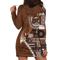 Samoan Siapo Art Tattoo Polynesian Pattern Hoodie Dress Brown Color - Polynesian Pride