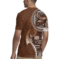 Samoan Siapo Art Tattoo Polynesian Pattern Rugby Jersey Brown Color - Polynesian Pride