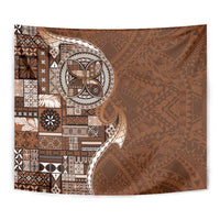 Samoan Siapo Art Tattoo Polynesian Pattern Tapestry Brown Color - Polynesian Pride