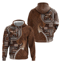 Samoan Siapo Art Tattoo Polynesian Pattern Zip Hoodie Brown Color - Polynesian Pride