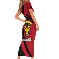 Papua New Guinea Mask Festival Family Matching Short Sleeve Bodycon Dress and Hawaiian Shirt Papua Niugini Tribe Mask Melanesian Pattern