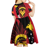 Papua New Guinea Mask Festival Kid Short Sleeve Dress Papua Niugini Tribe Mask Melanesian Pattern