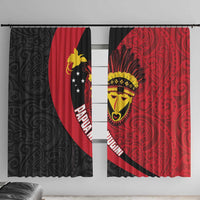 Papua New Guinea Mask Festival Window Curtain Papua Niugini Tribe Mask Melanesian Pattern LT03 With Hooks Red - Polynesian Pride
