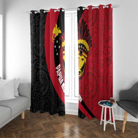 Papua New Guinea Mask Festival Window Curtain Papua Niugini Tribe Mask Melanesian Pattern LT03 With Grommets Red - Polynesian Pride