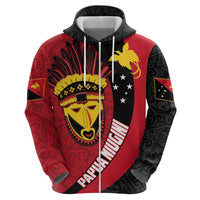 Papua New Guinea Mask Festival Zip Hoodie Papua Niugini Tribe Mask Melanesian Pattern