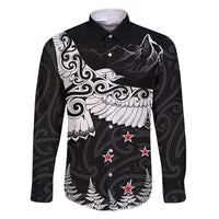New Zealand Kea Bird Family Matching Short Sleeve Bodycon Dress and Hawaiian Shirt Maori Tattoo and Silver Fern Black Color