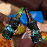 New Zealand Kea Bird 4 in 1 Can Cooler Tumbler Maori Tattoo and Silver Fern Paua Shell Style