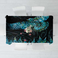 New Zealand Kea Bird Tablecloth Maori Tattoo and Silver Fern Paua Shell Style LT03 Black - Polynesian Pride
