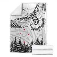 New Zealand Kea Bird Blanket Maori Tattoo and Silver Fern White Color LT03 - Polynesian Pride