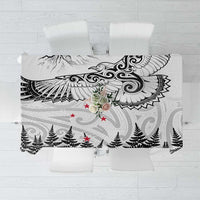 New Zealand Kea Bird Tablecloth Maori Tattoo and Silver Fern White Color LT03 White - Polynesian Pride