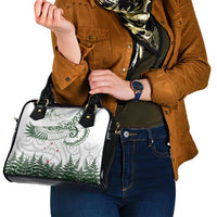 New Zealand Kea Bird Shoulder Handbag Maori Tattoo and Silver Fern Green Color