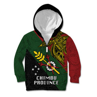 Papua New Guinea Chimbu Province Kid Hoodie PNG Birds Of Paradise Polynesian Arty Style LT03 Zip Hoodie Green - Polynesian Pride