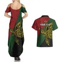 Custom Papua New Guinea Chimbu Province Couples Matching Summer Maxi Dress and Hawaiian Shirt PNG Birds Of Paradise Polynesian Arty Style LT03 - Polynesian Pride