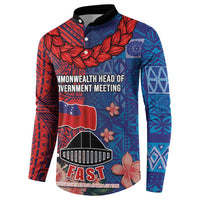 CHOGM FAST Samoa 2024 Button Sweatshirt Samoan Tapa Tribal and Ornament Pattern with Hibiscus LT03 - Polynesian Pride