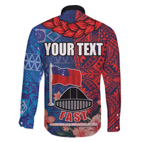 CHOGM FAST Samoa 2024 Family Matching Off The Shoulder Long Sleeve Dress and Hawaiian Shirt Samoan Tapa Tribal and Ornament Pattern with Hibiscus