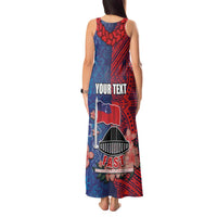 CHOGM FAST Samoa 2024 Tank Maxi Dress Samoan Tapa Tribal and Ornament Pattern with Hibiscus