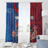 CHOGM FAST Samoa 2024 Window Curtain Samoan Tapa Tribal and Ornament Pattern with Hibiscus