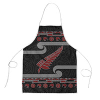 New Zealand Christmas Apron Meri Kirihimete Silver Fern Knit Style Red Color - Polynesian Pride