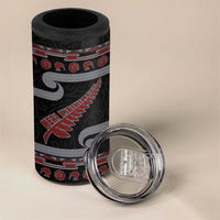 New Zealand Christmas 4 in 1 Can Cooler Tumbler Meri Kirihimete Silver Fern Knit Style Red Color - Polynesian Pride