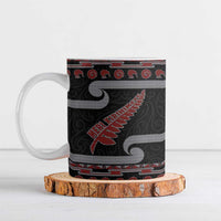 New Zealand Christmas Ceramic Mug Meri Kirihimete Silver Fern Knit Style Red Color - Polynesian Pride