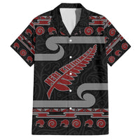New Zealand Christmas Family Matching Summer Maxi Dress and Hawaiian Shirt Meri Kirihimete Silver Fern Knit Style Red Color - Polynesian Pride