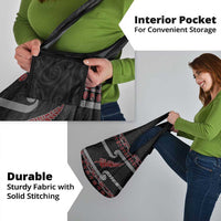 New Zealand Christmas Grocery Bag Meri Kirihimete Silver Fern Knit Style Red Color - Polynesian Pride