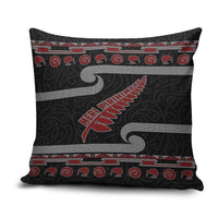 New Zealand Christmas Pillow Cover Meri Kirihimete Silver Fern Knit Style Red Color - Polynesian Pride