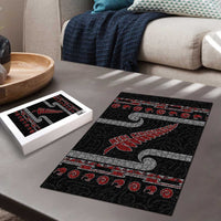New Zealand Christmas Puzzle Meri Kirihimete Silver Fern Knit Style Red Color LT03 - Polynesian Pride