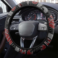 New Zealand Christmas Steering Wheel Cover Meri Kirihimete Silver Fern Knit Style Red Color - Polynesian Pride