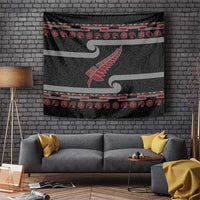 New Zealand Christmas Tapestry Meri Kirihimete Silver Fern Knit Style Red Color - Polynesian Pride