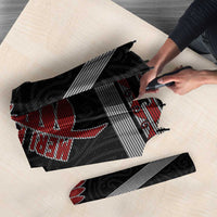 New Zealand Christmas Umbrella Meri Kirihimete Silver Fern Knit Style Red Color - Polynesian Pride