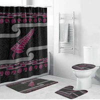 New Zealand Christmas Bathroom Set Meri Kirihimete Silver Fern Knit Style Pink Color - Polynesian Pride