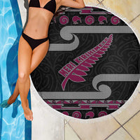 New Zealand Christmas Beach Blanket Meri Kirihimete Silver Fern Knit Style Pink Color LT03 - Polynesian Pride