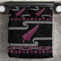 New Zealand Christmas Bedding Set Meri Kirihimete Silver Fern Knit Style Pink Color - Polynesian Pride