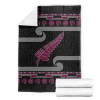 New Zealand Christmas Blanket Meri Kirihimete Silver Fern Knit Style Pink Color - Polynesian Pride