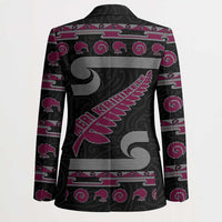 New Zealand Christmas Blazer Meri Kirihimete Silver Fern Knit Style Pink Color - Polynesian Pride