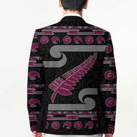 New Zealand Christmas Blazer Meri Kirihimete Silver Fern Knit Style Pink Color - Polynesian Pride
