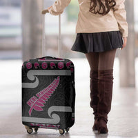 New Zealand Christmas Luggage Cover Meri Kirihimete Silver Fern Knit Style Pink Color - Polynesian Pride