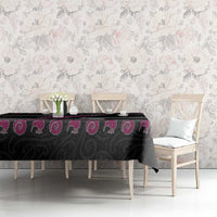 New Zealand Christmas Tablecloth Meri Kirihimete Silver Fern Knit Style Pink Color - Polynesian Pride