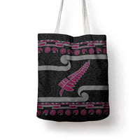 New Zealand Christmas Tote Bag Meri Kirihimete Silver Fern Knit Style Pink Color - Polynesian Pride