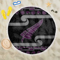 New Zealand Christmas Beach Blanket Meri Kirihimete Silver Fern Knit Style Purple Color - Polynesian Pride