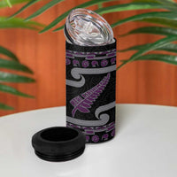 New Zealand Christmas 4 in 1 Can Cooler Tumbler Meri Kirihimete Silver Fern Knit Style Purple Color - Polynesian Pride