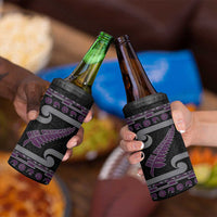 New Zealand Christmas 4 in 1 Can Cooler Tumbler Meri Kirihimete Silver Fern Knit Style Purple Color - Polynesian Pride