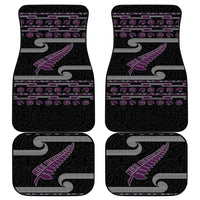New Zealand Christmas Car Mats Meri Kirihimete Silver Fern Knit Style Purple Color - Polynesian Pride