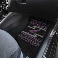 New Zealand Christmas Car Mats Meri Kirihimete Silver Fern Knit Style Purple Color - Polynesian Pride